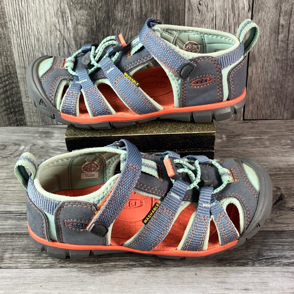 Keen Seacamp II CNX Kids Sandals Blue Orange 1022975 Size 12 US EU 30